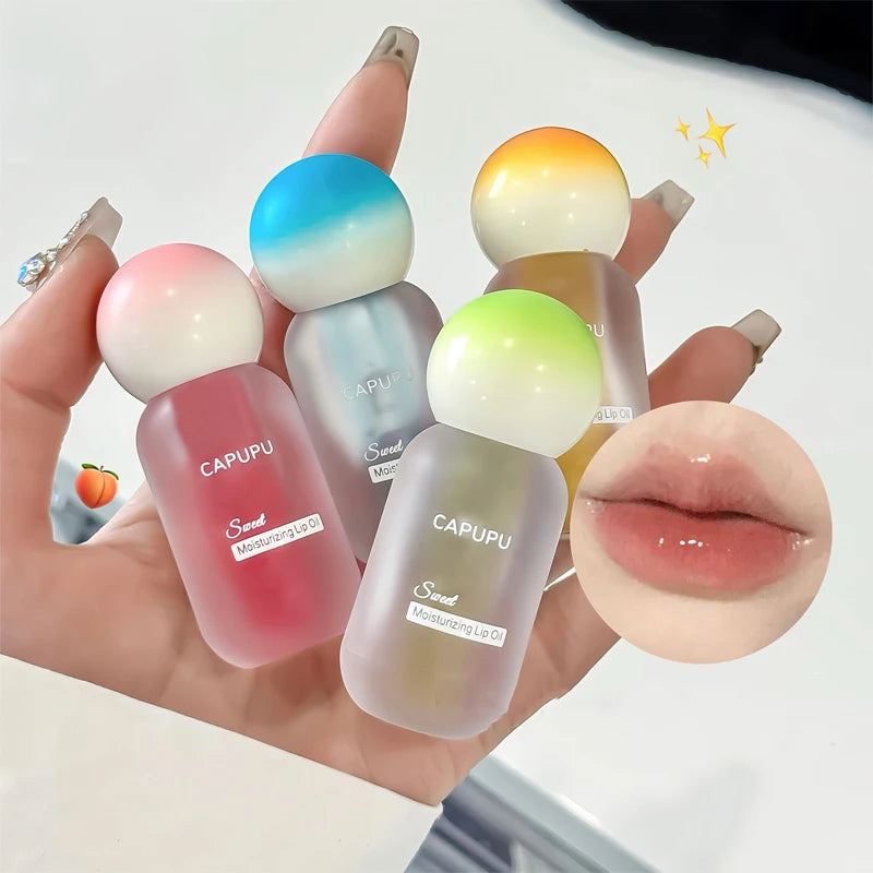 Peach Water Light Lip Gloss Hydrating Transparent Glass Fruit Crystal Jelly Lip Oil Plumping