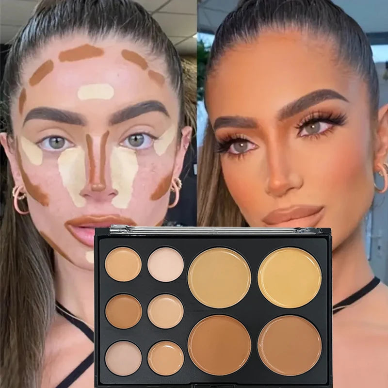 10-Color Concealer Palette for Dark Circles & Contouring