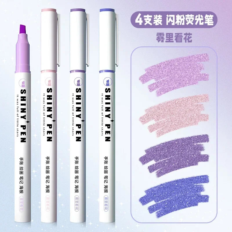 4pcs/set Aesthetic Star Glitter Highlighters